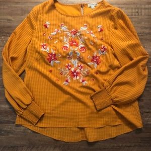 Burnt Yellow Blouse with Embroidery